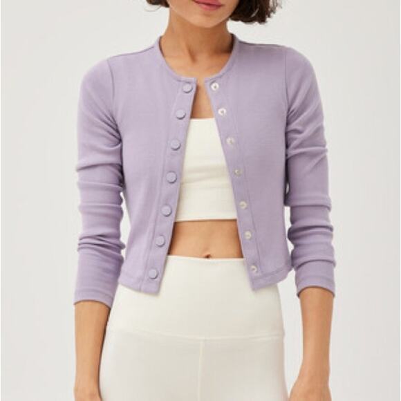 Outdoor Voices CozyRib Cropped Cardigan Earl Grey Size Small - Picture 6 of 6